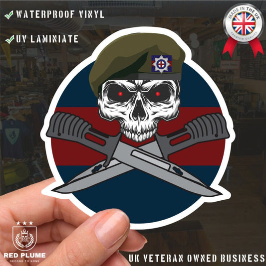 Coldstream Guards Car Decal - Stylish Skull and Crossed Bayonets Design redplume