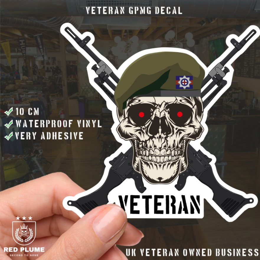 Coldstream Guards Crossed GPMG High-Quality Vinyl Sticker - 100mm redplume
