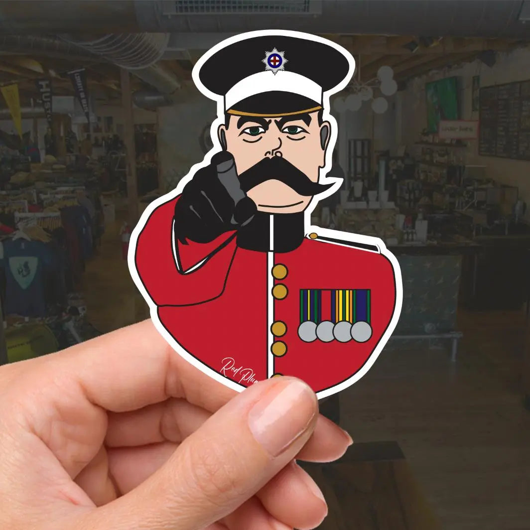 Coldstream Guards, Lord Kitchener Waterproof Vinyl Stickers, 10cm High redplume