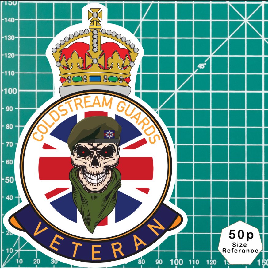Coldstream Guards Veteran UV Laminated Skull & Beret Decal redplume