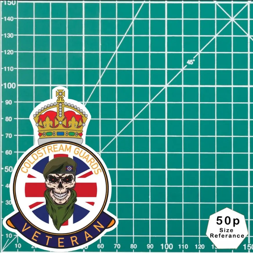 Coldstream Guards Veteran UV Laminated Skull & Beret Decal redplume