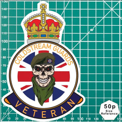 Coldstream Guards Veteran UV Laminated Skull & Beret Decal redplume