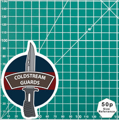 Coldstream Guards Vinyl Decal, TRF Colours & Bayonet Design - 10cm redplume
