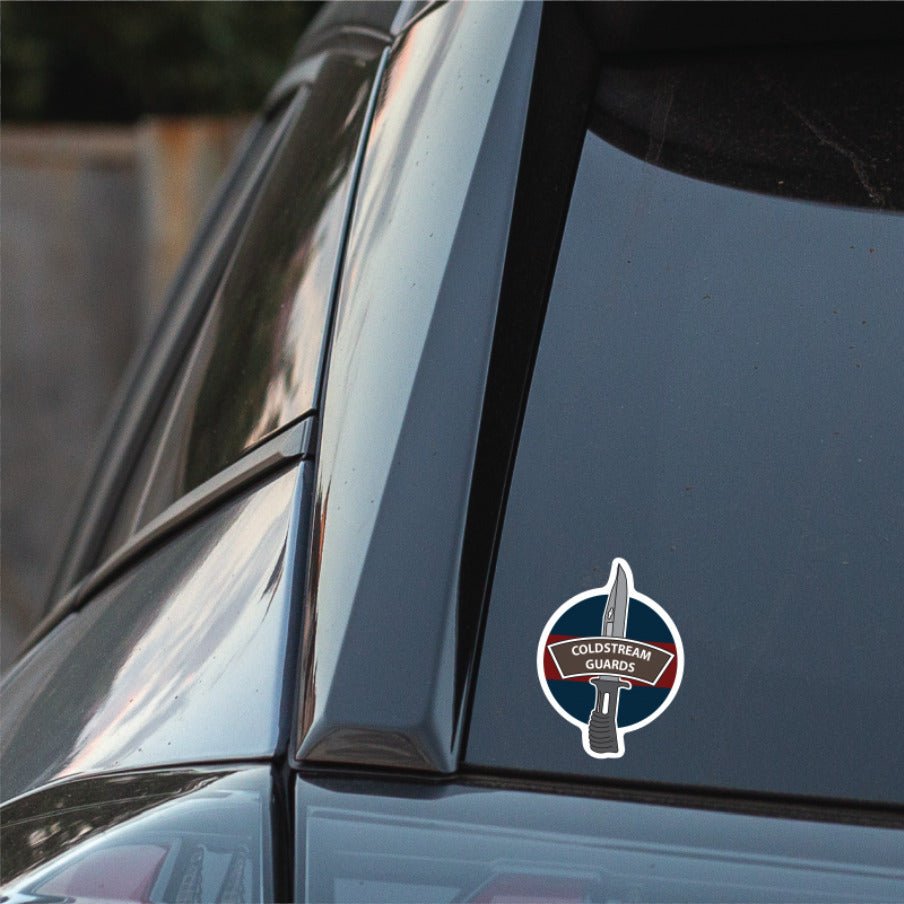Coldstream Guards Vinyl Decal, TRF Colours & Bayonet Design - 10cm redplume