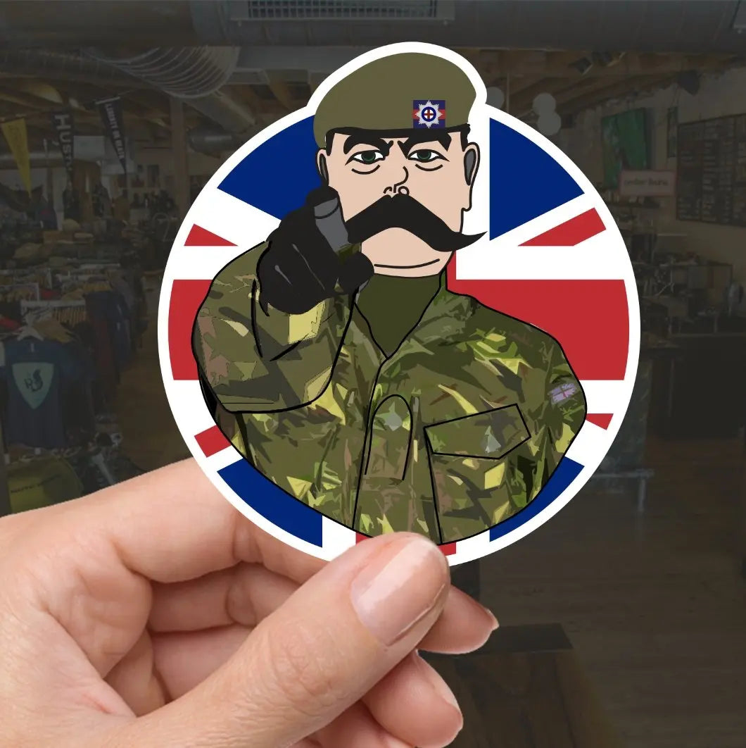 Coldstream Guards Vinyl Waterproof Sticker, Lord Kitchener Design redplume