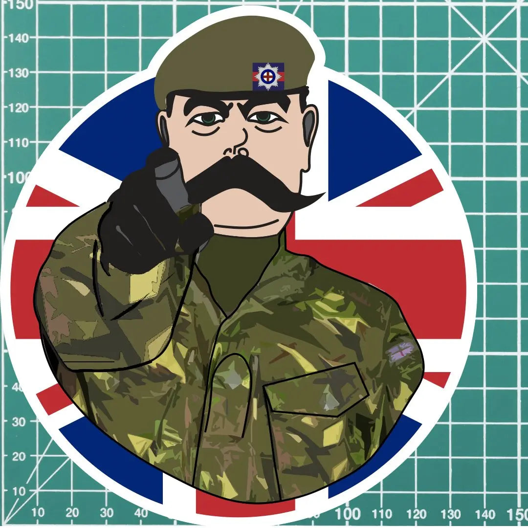 Coldstream Guards Vinyl Waterproof Sticker, Lord Kitchener Design redplume
