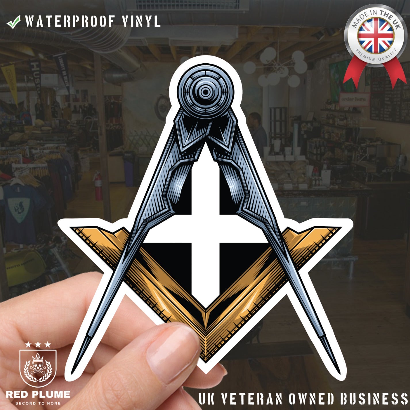 Cornwall Masonic Sticker Square & Compass Union Vinyl Decal redplume