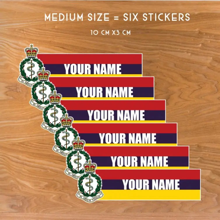 Custom Royal Army Medical Corps Waterproof Vinyl Name Stickers - Personalised redplume