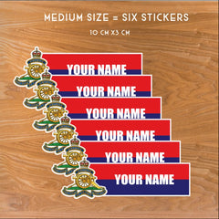 Custom Royal Artillery Waterproof Vinyl Name Stickers - Personalised redplume