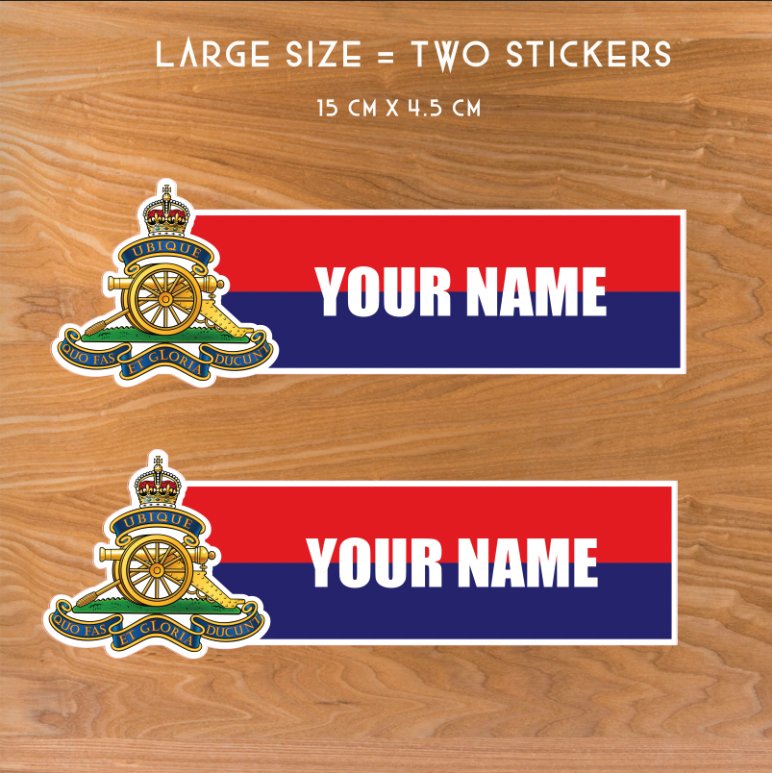 Custom Royal Artillery Waterproof Vinyl Name Stickers - Personalised redplume