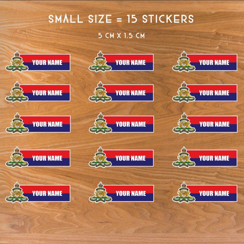 Custom Royal Artillery Waterproof Vinyl Name Stickers - Personalised redplume