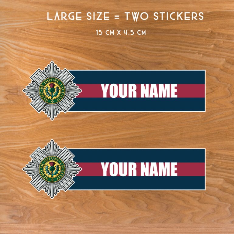 Custom Scots Guards Waterproof Vinyl Name Stickers - Personalised redplume