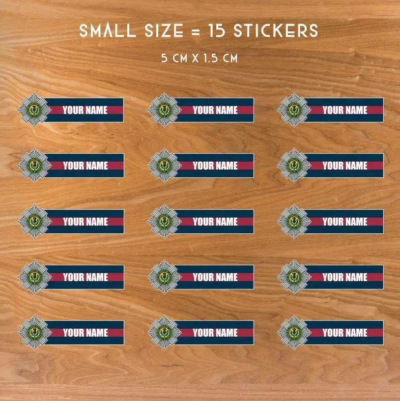 Custom Scots Guards Waterproof Vinyl Name Stickers - Personalised redplume