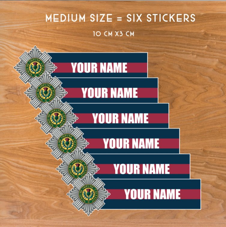 Custom Scots Guards Waterproof Vinyl Name Stickers - Personalised redplume