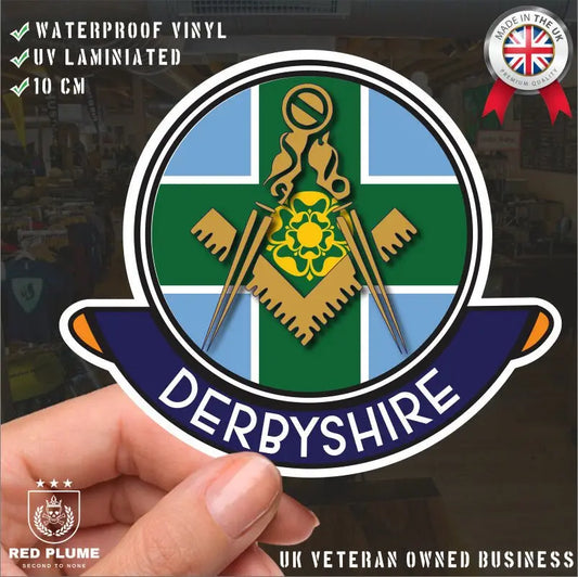 Derbyshire Masonic Car Sticker | UV Laminated redplume