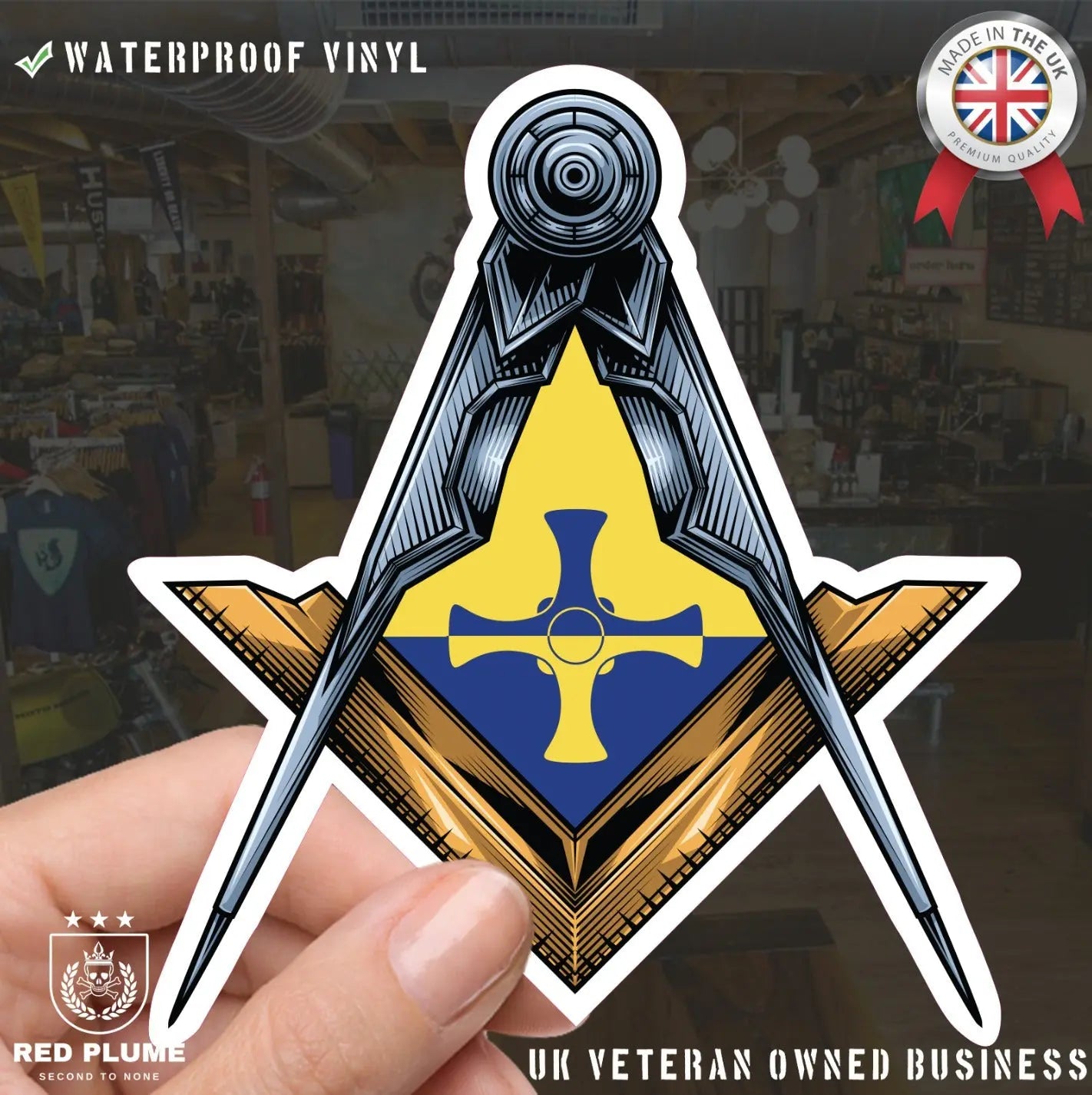 Durham Masonic Stickers Square & Compass Union Vinyl Decals redplume