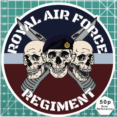 Royal Air Force Regiment Waterproof Vinyl Stickers Three Skull Design redplume
