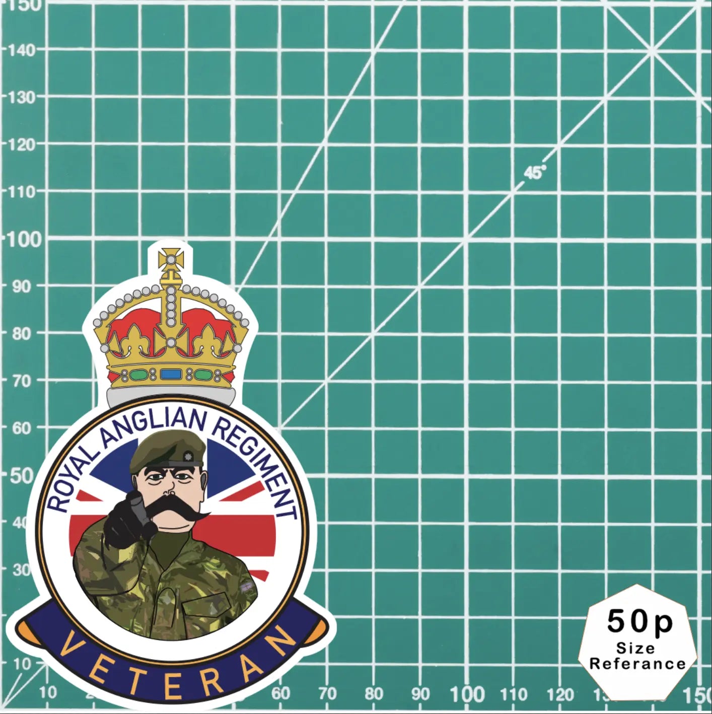 Royal Anglian Regiment Veteran UV Laminated Lord Kitchener & Beret Decal redplume