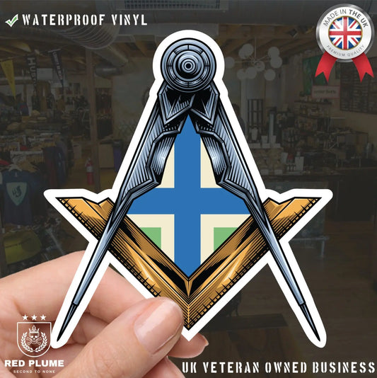 Gloucestershire Masonic Sticker Square & Compass Union Vinyl Decal redplume