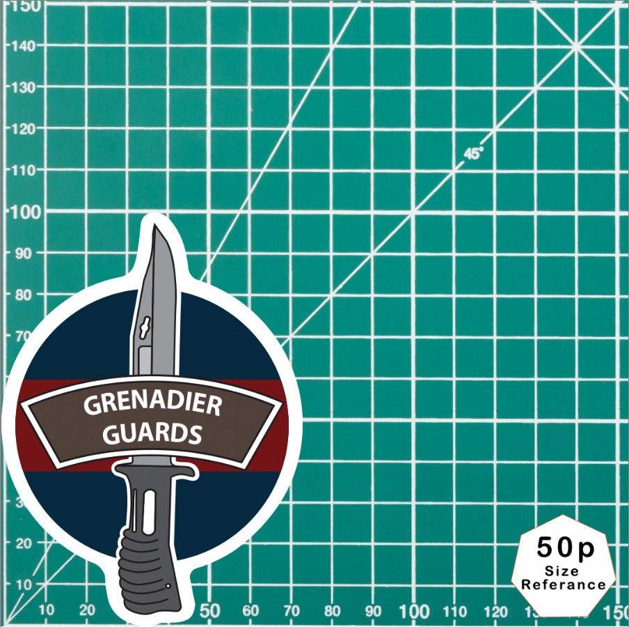 Grenadier Guards Vinyl Decal, TRF Colours & Bayonet Design - 10cm redplume
