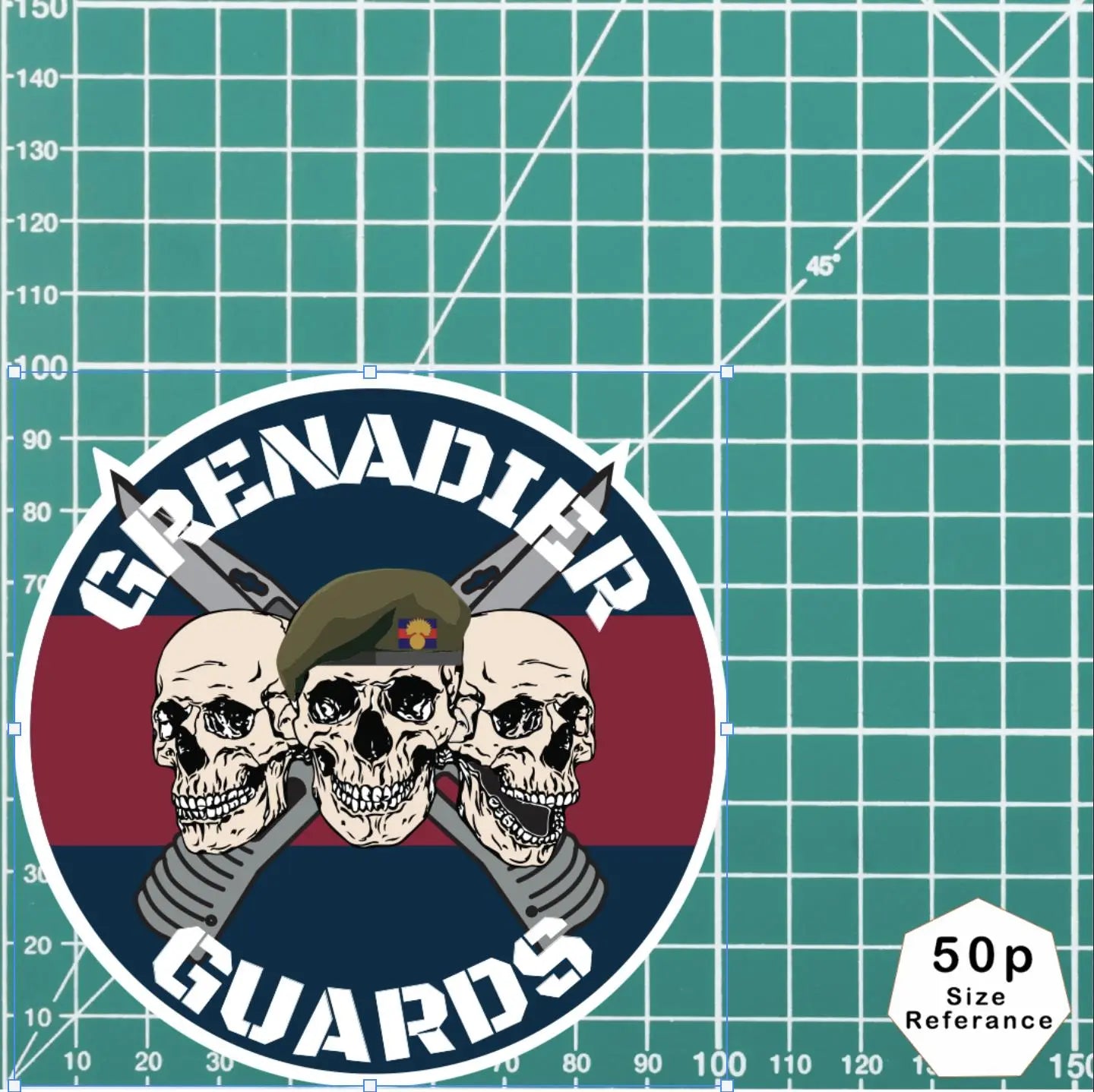 Grenadier Guards Waterproof Vinyl Stickers Three Skull Design redplume