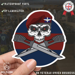 Guards Parachute Platoon Car Decal - Stylish Skull and Crossed Bayonets Design redplume