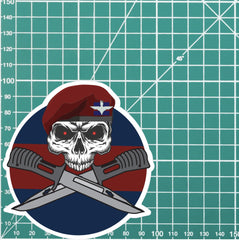Guards Parachute Platoon Car Decal - Stylish Skull and Crossed Bayonets Design redplume