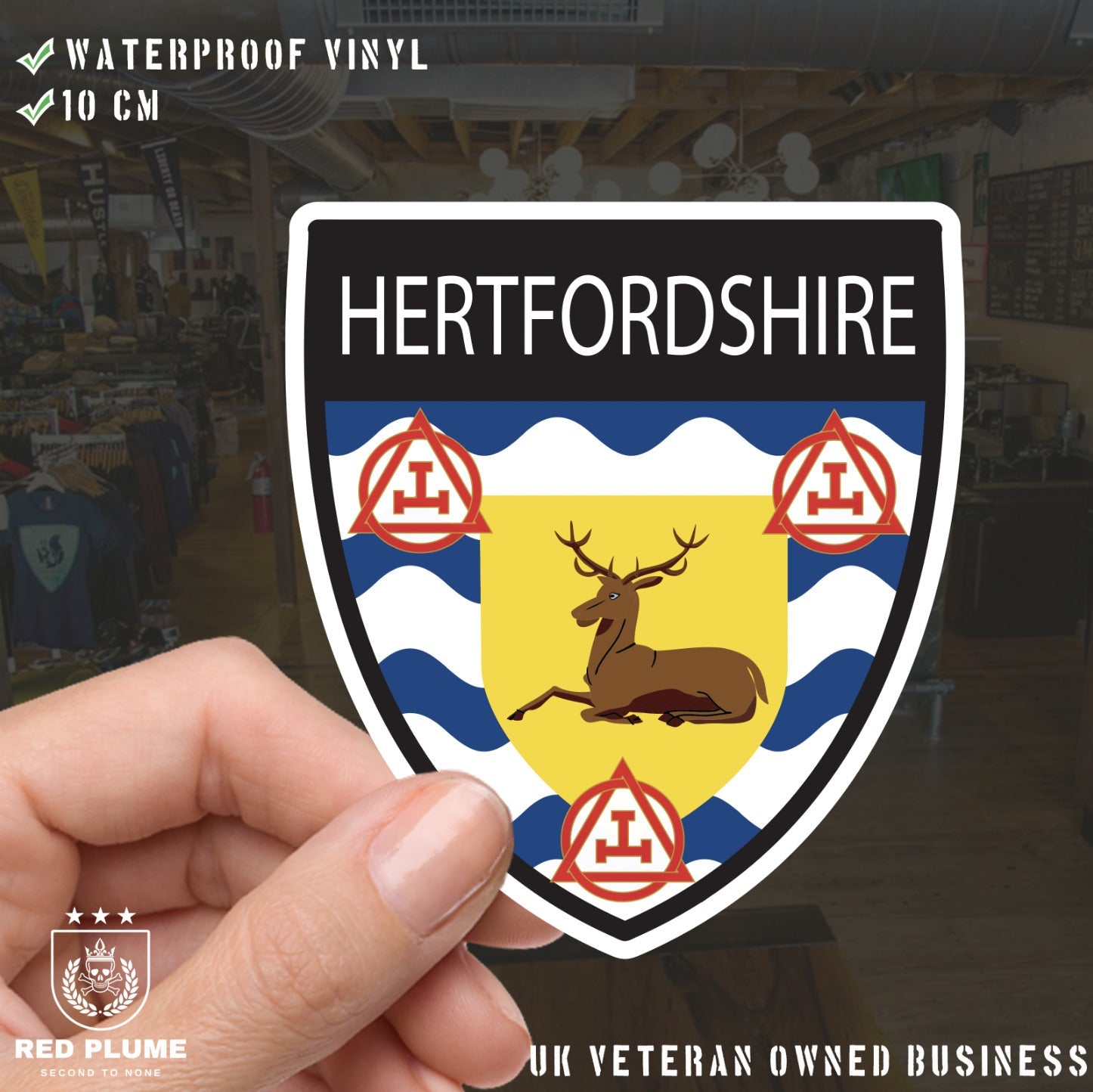 Hertfordshire Masonic Holy Royal Arch Shield Sticker redplume