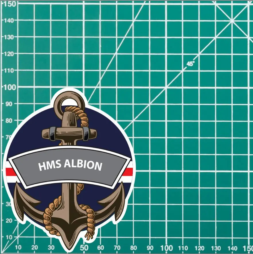 HMS Albion Royal Navy Waterproof Vinyl Sticker redplume
