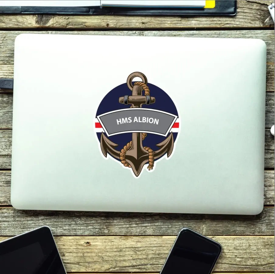HMS Albion Royal Navy Waterproof Vinyl Sticker redplume