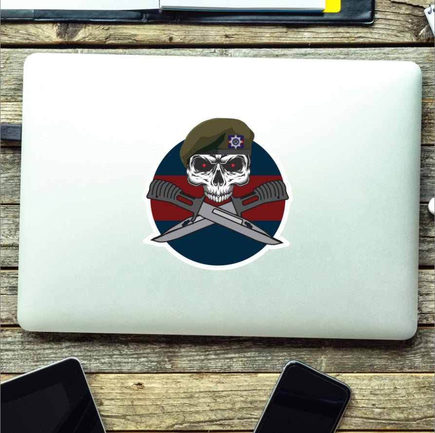 Irish Guards Car Decal - Stylish Skull and Crossed Bayonets Design redplume