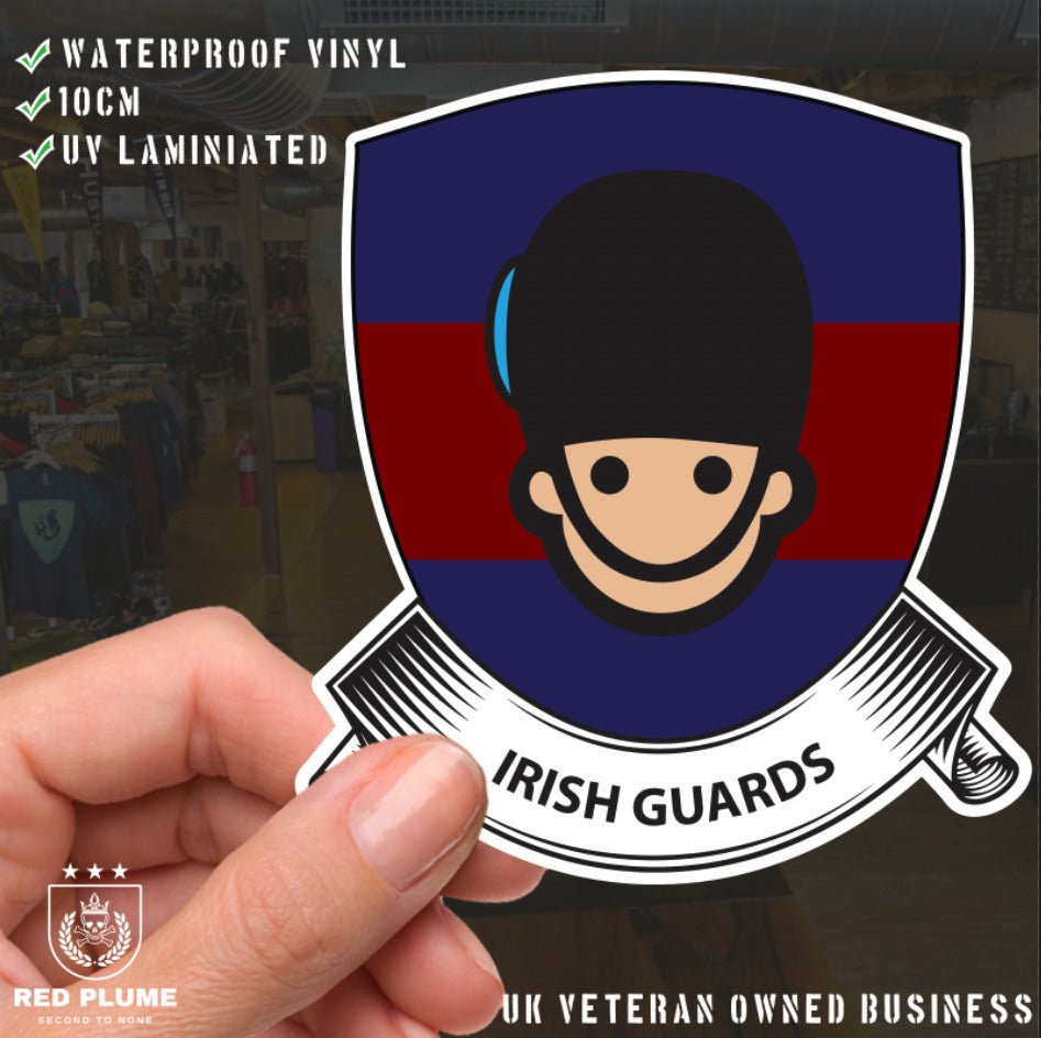 Irish Guards Shield Vinyl Sticker - 10cm - UV Laminated redplume