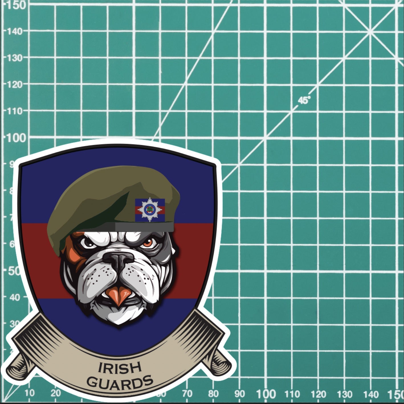 Irish Guards TRF British Bulldog Vinyl Sticker - 10cm redplume