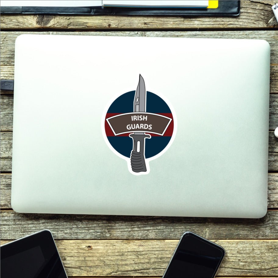 Irish Guards Vinyl Decal, TRF Colours & Bayonet Design - 10cm redplume