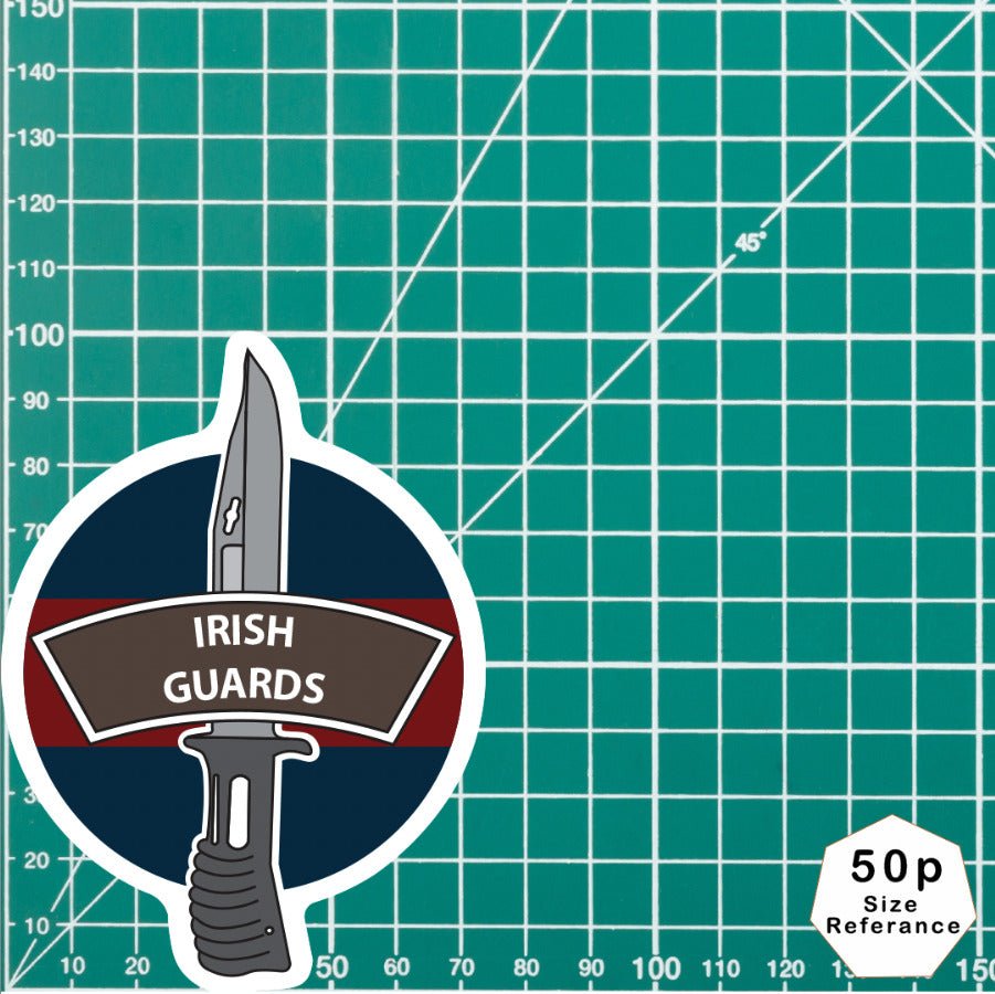 Irish Guards Vinyl Decal, TRF Colours & Bayonet Design - 10cm redplume