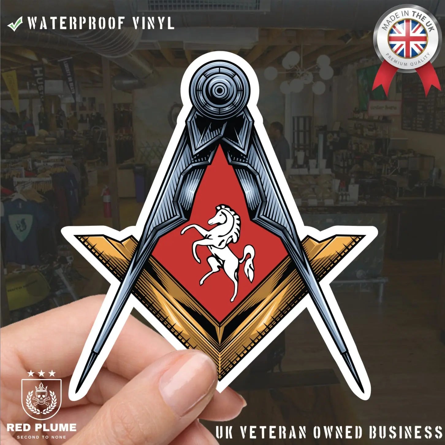 Kent Masonic Stickers Square & Compass Union Vinyl Decals redplume