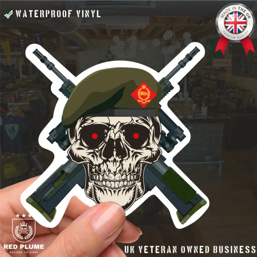 King's Own Royal Border Regiment High-Quality Vinyl Sticker - Crossed Rifles redplume