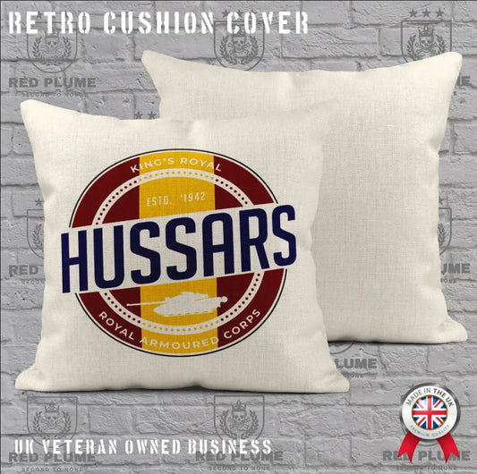 King's Royal Hussars KRH Retro Cushion Cover - Ideal Stocking Filler redplume