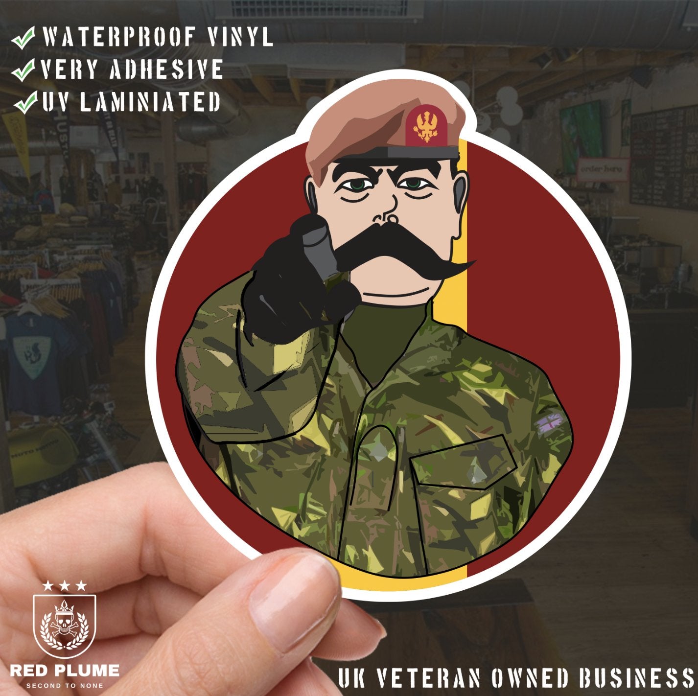 King's Royal Hussars KRH Waterproof Sticker, TRF Design redplume