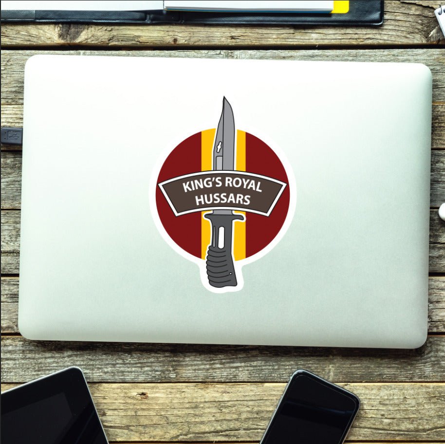 King's Royal Hussars Vinyl Decal, TRF Colours & Bayonet Design - 10cm redplume
