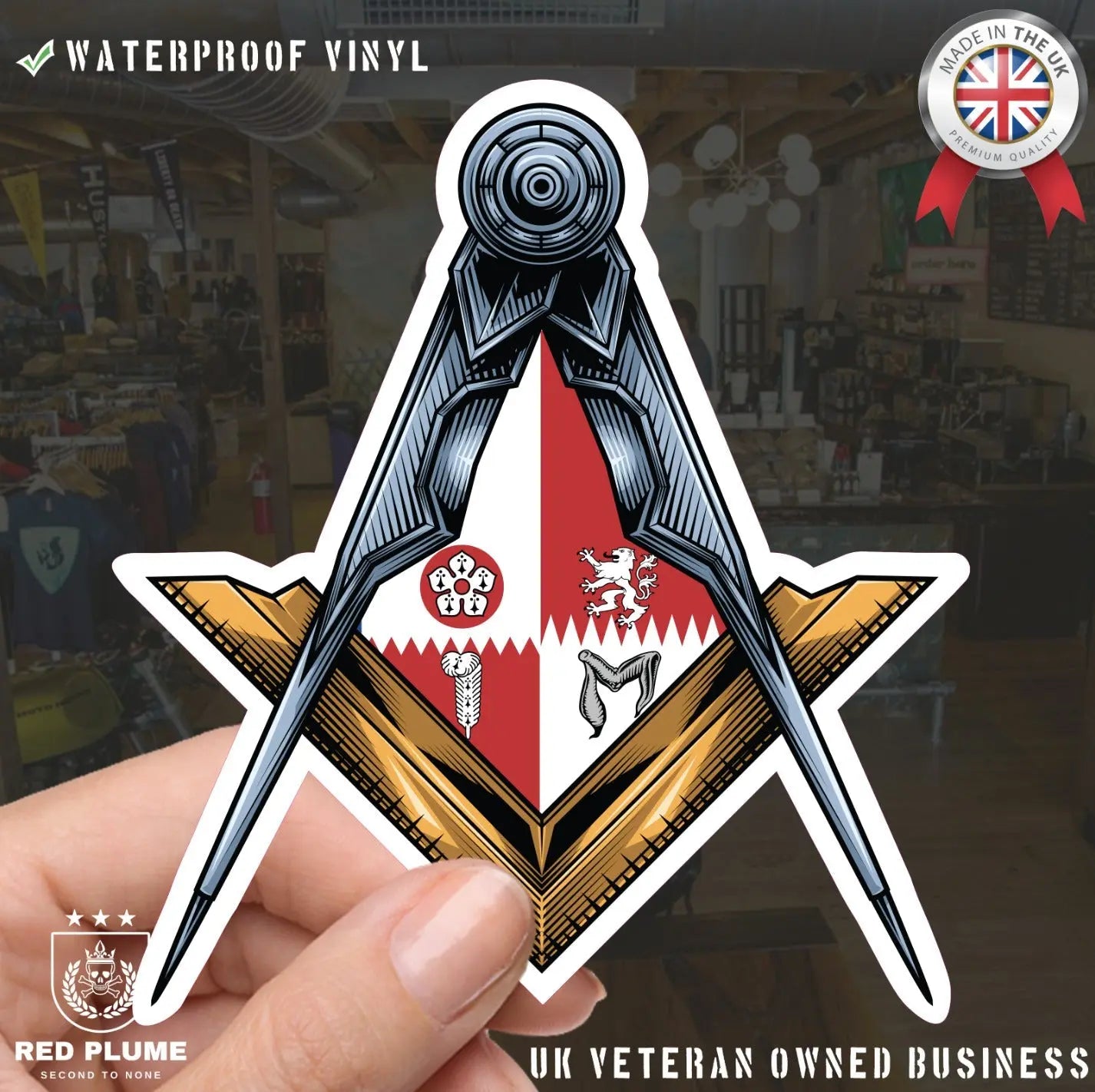 Leicestershire Masonic Stickers Square & Compass Union Vinyl Decals redplume