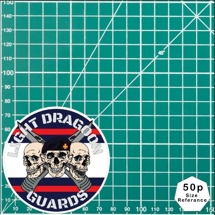 Light Dragoon Guards Waterproof Vinyl Stickers Three Skull Design redplume