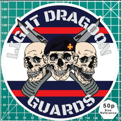 Light Dragoon Guards Waterproof Vinyl Stickers Three Skull Design redplume