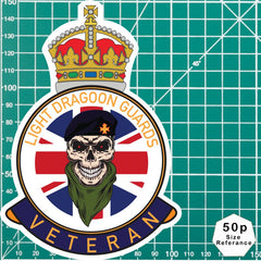 Light Dragoons Veteran UV Laminated Skull & Beret Decal redplume