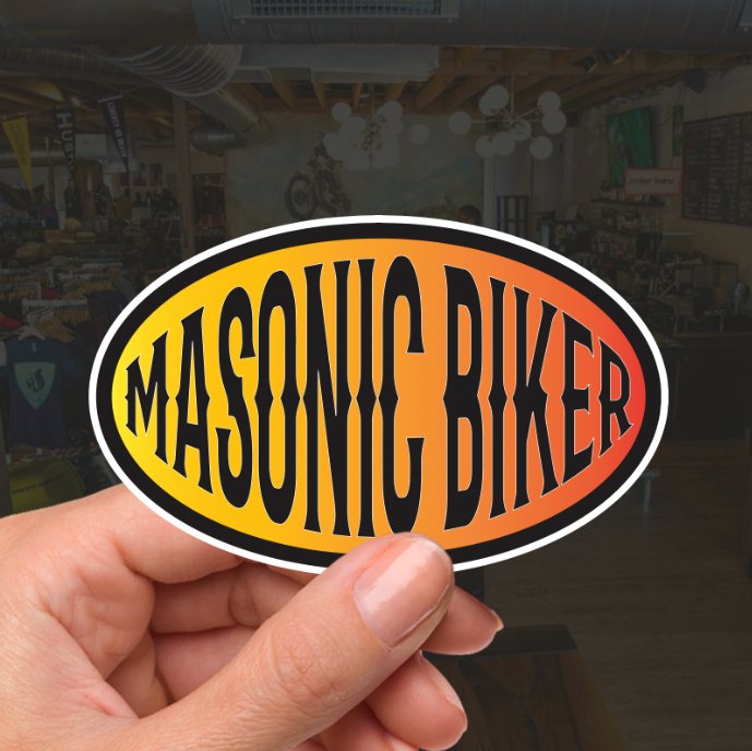 Masonic Biker Decal - UV Laminated Font Oval Sticker for Bike, Car, or Topbox redplume