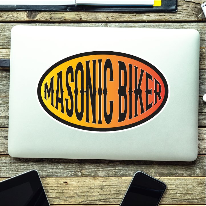 Masonic Biker Decal - UV Laminated Font Oval Sticker for Bike, Car, or Topbox redplume