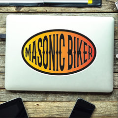 Masonic Biker Decal - UV Laminated Font Oval Sticker for Bike, Car, or Topbox redplume