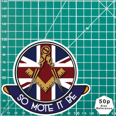 Masonic Car Decal – 10cm - Golden Square and Compass on Union Jack redplume