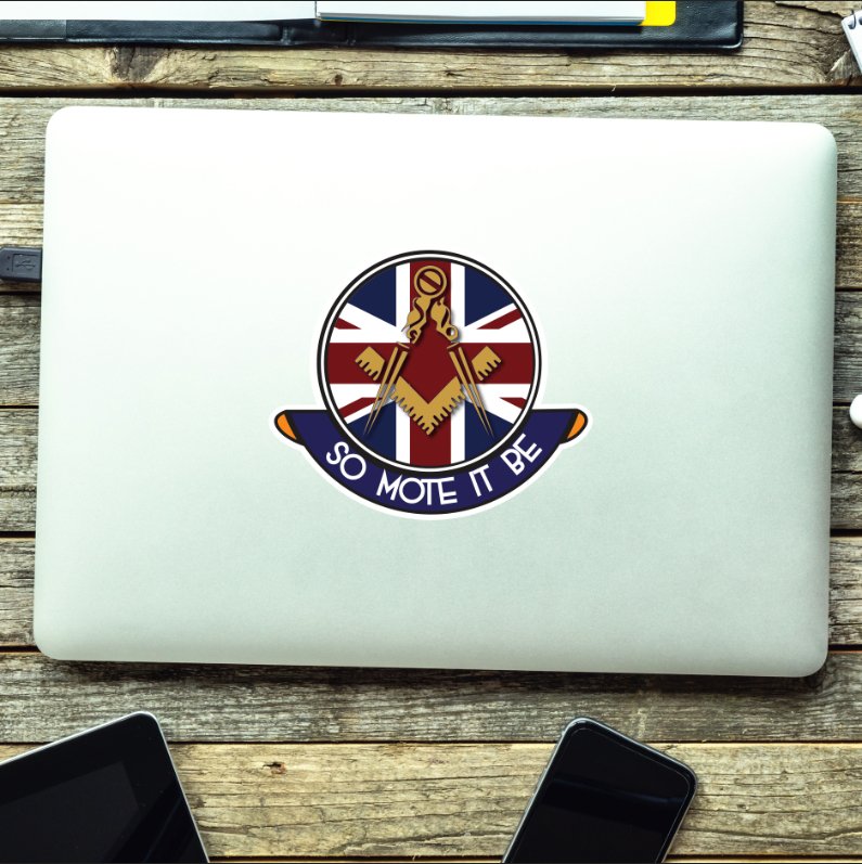 Masonic Car Decal – 10cm - Golden Square and Compass on Union Jack redplume