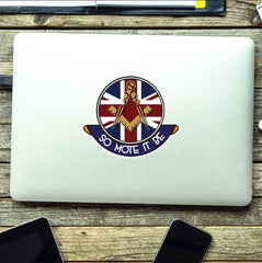 Masonic Car Decal – 10cm - Golden Square and Compass on Union Jack redplume